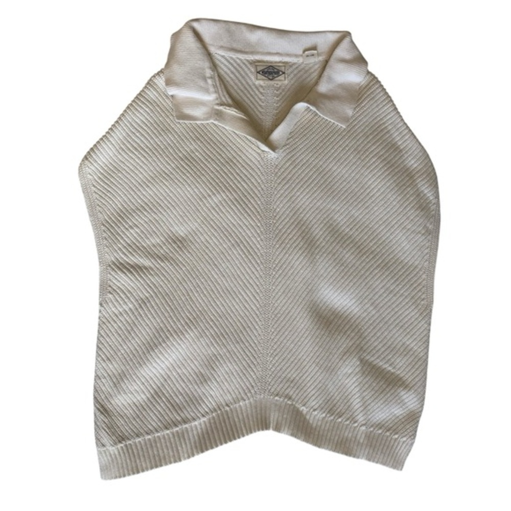 Weatherproof Vintage 100% Cotton White Collared Pullover Knit Vest XXL Preppy